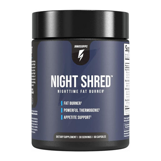 Inno Supps Night Shred - Night Time Fat Burner and Natural Sleep Support - Appee Suppressant and Weight Loss Support (60 Vegetarian Capsules)